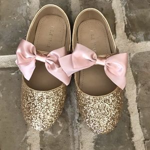 Flower Girls Princess Dress Shoes Ballerina Gold